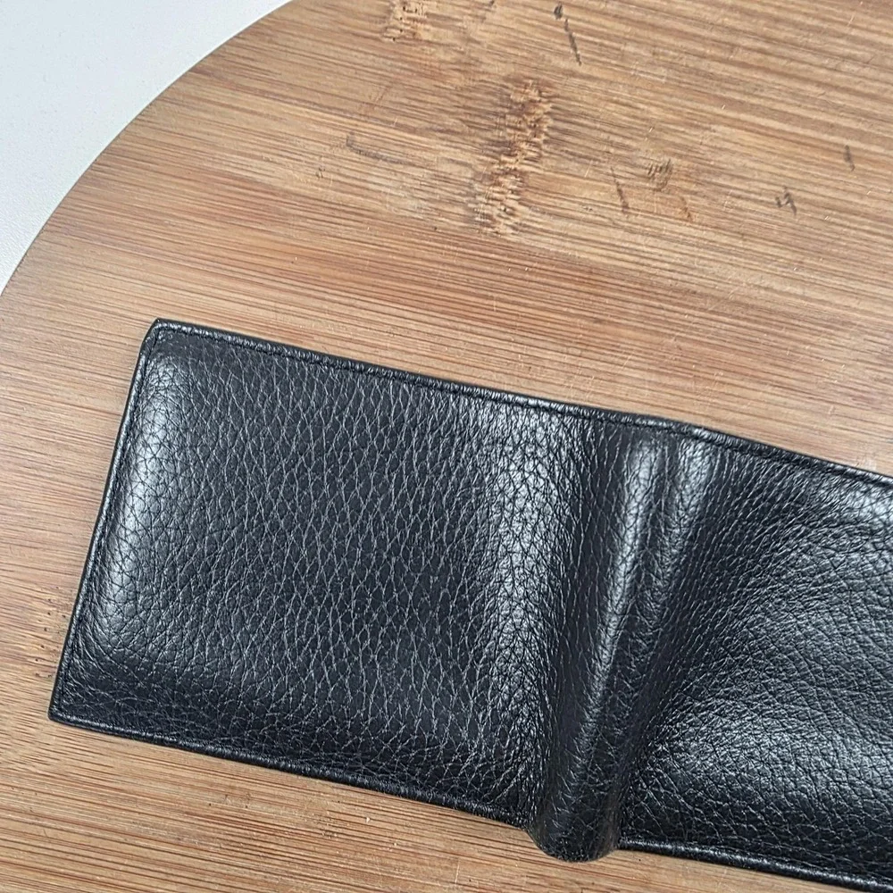 Cole Haan Wallet Mens One Size Black Leather Bifold Card Case Logo Minimalist